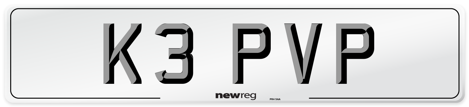 K3 PVP Number Plate from New Reg